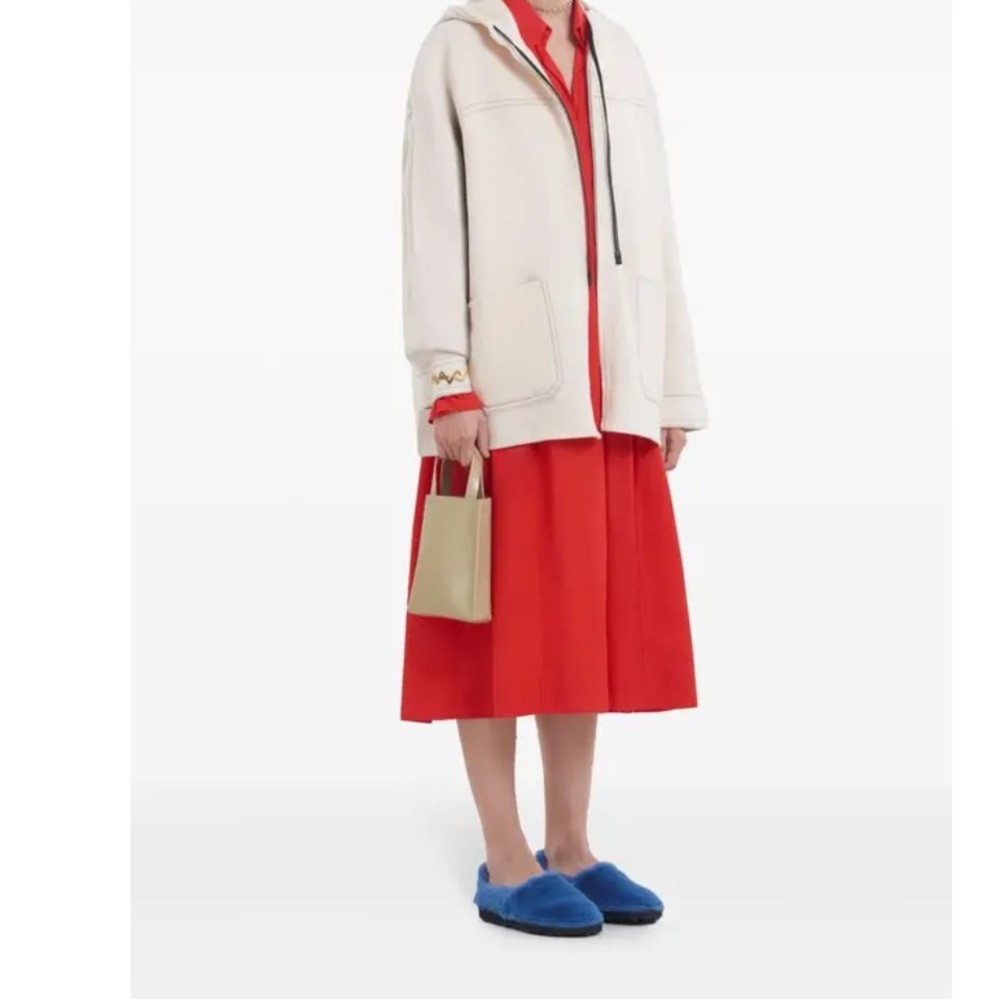 Marni NWT Cotton Midi Dress Vibrant Red Long Sleeve Size M - Picture 7 of 15